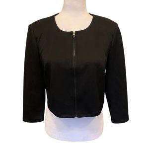 Carmen Marc Valvo Women's Crop Zipper Zip Up Jacket Blazer Women's Size M Black
